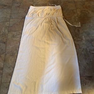 Long satiny strapless dress